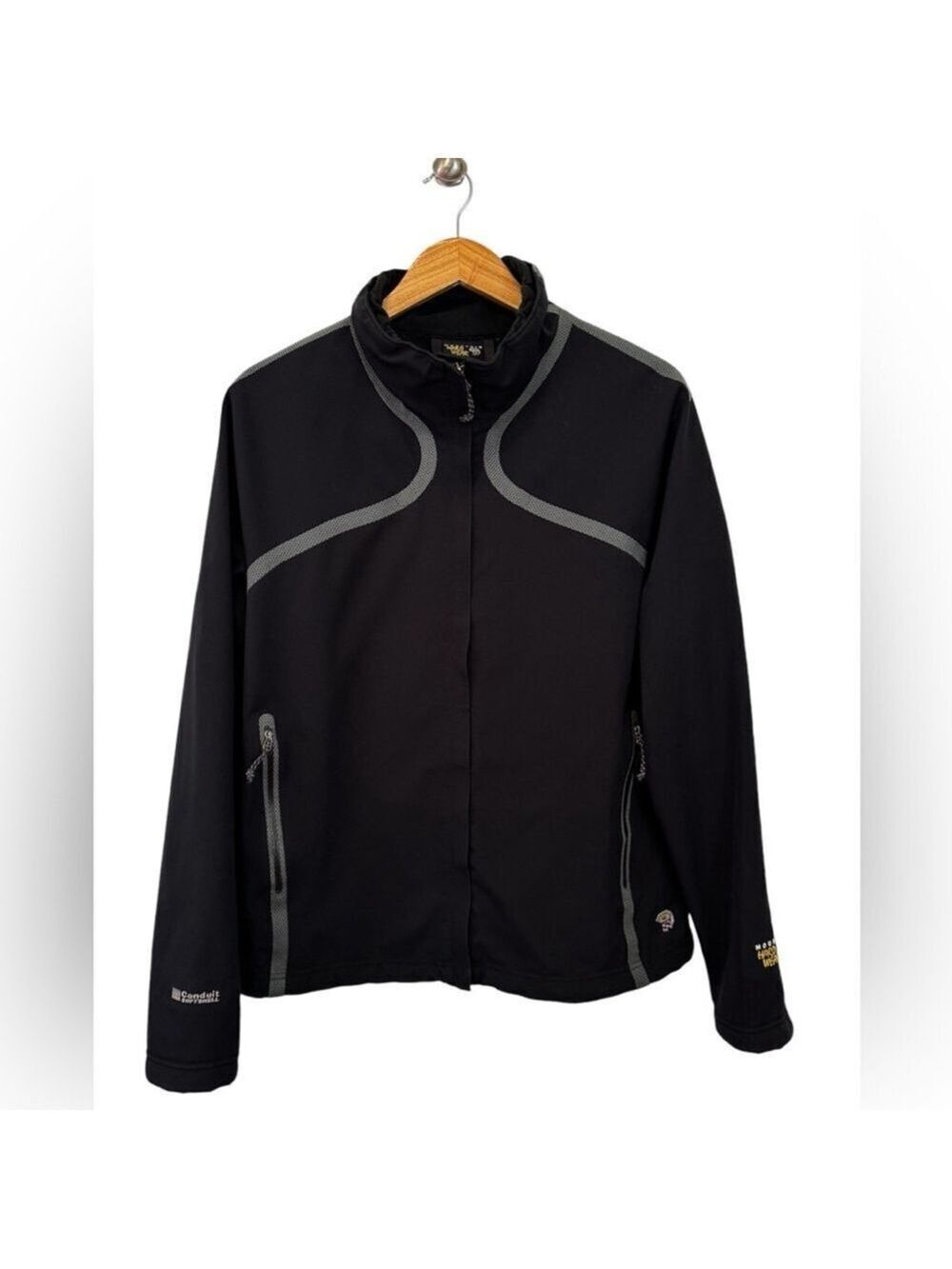 Mountain Hardwear Women's Medium Black Conduit Jacket SoftShell Full Zip Coat